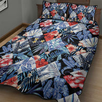 Hawaii Tropicana Blue Pattern Quilt Bed Set - Polynesian Pride