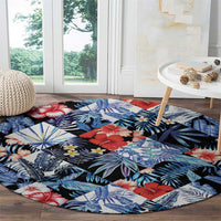 Hawaii Tropicana Blue Pattern Round Carpet - Polynesian Pride