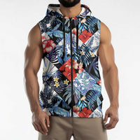 Hawaii Tropicana Blue Pattern Sleeveless Zip Hoodie LT01 - Polynesian Pride