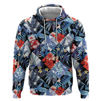 Hawaii Tropicana Blue Pattern Zip Hoodie - Polynesian Pride
