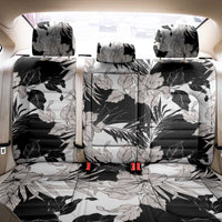 Black White Monotone Tropical Flowers Pattern Back Car Seat Cover - Polynesian Pride