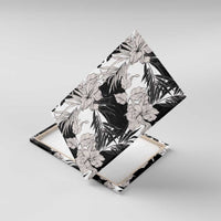 Black White Monotone Tropical Flowers Pattern Canvas Wall Art - Polynesian Pride