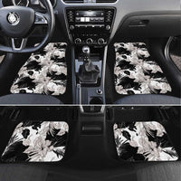 Black White Monotone Tropical Flowers Pattern Car Mats - Polynesian Pride