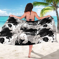 Black White Monotone Tropical Flowers Pattern Sarong - Polynesian Pride