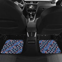 Polynesian Monstera Tiare Floral Car Mats Royal Blue Tropical Plaid - Polynesian Pride