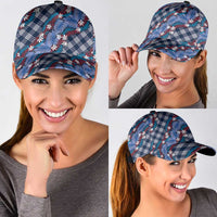 Polynesian Monstera Tiare Floral Classic Cap Royal Blue Tropical Plaid - Polynesian Pride