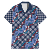 Polynesian Monstera Tiare Floral Family Matching Mermaid Dress and Hawaiian Shirt Royal Blue Tropical Plaid - Polynesian Pride