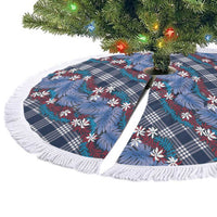 Polynesian Monstera Tiare Floral Tree Skirt Royal Blue Tropical Plaid - Polynesian Pride