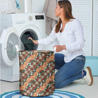 Polynesian Monstera Tiare Floral Laundry Basket Chocolate Brown Tropical Plaid - Polynesian Pride
