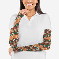 Polynesian Monstera Tiare Floral Arm Sleeves Chocolate Brown Tropical Plaid - Polynesian Pride