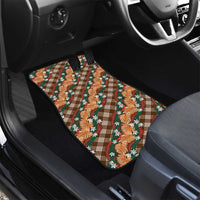 Polynesian Monstera Tiare Floral Car Mats Chocolate Brown Tropical Plaid - Polynesian Pride