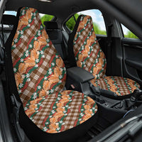 Polynesian Monstera Tiare Floral Car Seat Cover Chocolate Brown Tropical Plaid - Polynesian Pride