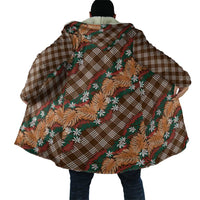 Polynesian Monstera Tiare Floral Cloak Chocolate Brown Tropical Plaid - Polynesian Pride