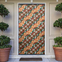 Polynesian Monstera Tiare Floral Door Cover Chocolate Brown Tropical Plaid - Polynesian Pride