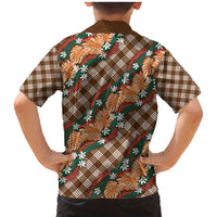 Polynesian Monstera Tiare Floral Family Matching Mermaid Dress and Hawaiian Shirt Chocolate Brown Tropical Plaid - Polynesian Pride