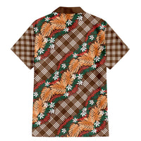 Polynesian Monstera Tiare Floral Family Matching Mermaid Dress and Hawaiian Shirt Chocolate Brown Tropical Plaid - Polynesian Pride