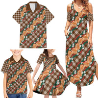 Polynesian Monstera Tiare Floral Family Matching Summer Maxi Dress and Hawaiian Shirt Chocolate Brown Tropical Plaid - Polynesian Pride
