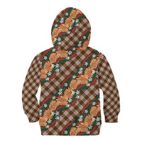 Polynesian Monstera Tiare Floral Kid Hoodie Chocolate Brown Tropical Plaid LT01 - Polynesian Pride