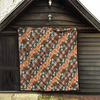 Polynesian Monstera Tiare Floral Quilt Chocolate Brown Tropical Plaid - Polynesian Pride