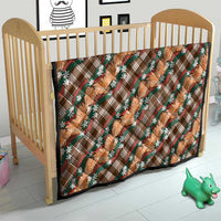 Polynesian Monstera Tiare Floral Quilt Chocolate Brown Tropical Plaid - Polynesian Pride