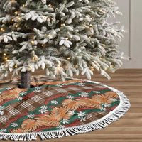 Polynesian Monstera Tiare Floral Tree Skirt Chocolate Brown Tropical Plaid - Polynesian Pride