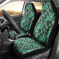 Polynesian Monstera Tiare Floral Car Seat Cover Forest Green Tropical Plaid - Polynesian Pride