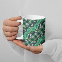 Polynesian Monstera Tiare Floral Ceramic Mug Forest Green Tropical Plaid - Polynesian Pride