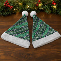 Polynesian Monstera Tiare Floral Christmas Santa Hat Forest Green Tropical Plaid - Polynesian Pride