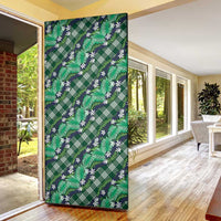 Polynesian Monstera Tiare Floral Door Cover Forest Green Tropical Plaid - Polynesian Pride