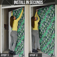 Polynesian Monstera Tiare Floral Door Cover Forest Green Tropical Plaid - Polynesian Pride