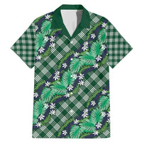 Polynesian Monstera Tiare Floral Family Matching Mermaid Dress and Hawaiian Shirt Forest Green Tropical Plaid - Polynesian Pride