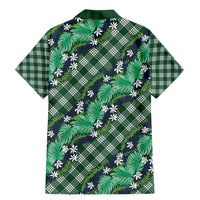 Polynesian Monstera Tiare Floral Family Matching Mermaid Dress and Hawaiian Shirt Forest Green Tropical Plaid - Polynesian Pride