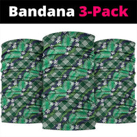 Polynesian Monstera Tiare Floral Neck Gaiter Forest Green Tropical Plaid - Polynesian Pride
