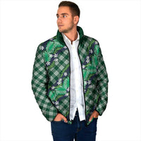 Polynesian Monstera Tiare Floral Padded Jacket Forest Green Tropical Plaid - Polynesian Pride