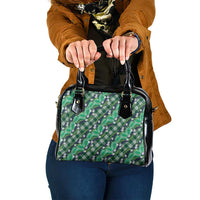 Polynesian Monstera Tiare Floral Shoulder Handbag Forest Green Tropical Plaid - Polynesian Pride