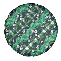 Polynesian Monstera Tiare Floral Spare Tire Cover Forest Green Tropical Plaid - Polynesian Pride