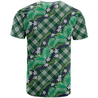 Polynesian Monstera Tiare Floral T Shirt Forest Green Tropical Plaid - Polynesian Pride