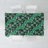 Polynesian Monstera Tiare Floral Tablecloth Forest Green Tropical Plaid - Polynesian Pride
