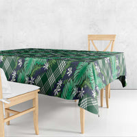 Polynesian Monstera Tiare Floral Tablecloth Forest Green Tropical Plaid - Polynesian Pride