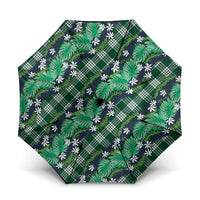 Polynesian Monstera Tiare Floral Umbrella Forest Green Tropical Plaid - Polynesian Pride