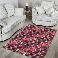 Polynesian Monstera Tiare Floral Area Rug Fuchsia Tropical Plaid - Polynesian Pride