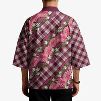 Polynesian Monstera Tiare Floral Kimono Fuchsia Tropical Plaid - Polynesian Pride