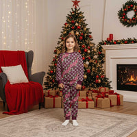 Polynesian Monstera Tiare Floral Christmas Pajama Set Fuchsia Tropical Plaid - Polynesian Pride