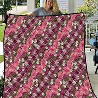 Polynesian Monstera Tiare Floral Quilt Fuchsia Tropical Plaid - Polynesian Pride