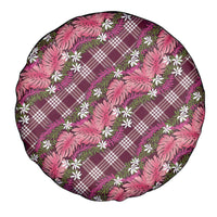 Polynesian Monstera Tiare Floral Spare Tire Cover Fuchsia Tropical Plaid - Polynesian Pride