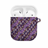 Polynesian Monstera Tiare Floral AirPods Case Lavender Tropical Plaid - Polynesian Pride