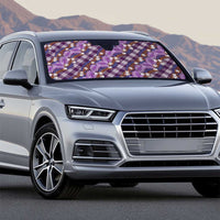 Polynesian Monstera Tiare Floral Auto Sun Shade Lavender Tropical Plaid - Polynesian Pride