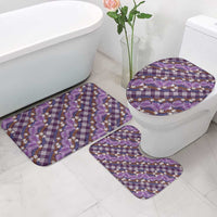 Polynesian Monstera Tiare Floral Bathroom Set Lavender Tropical Plaid - Polynesian Pride