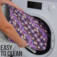 Polynesian Monstera Tiare Floral Bathroom Set Lavender Tropical Plaid - Polynesian Pride