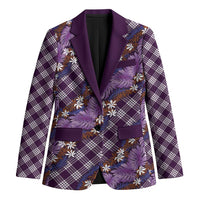 Polynesian Monstera Tiare Floral Blazer Lavender Tropical Plaid - Polynesian Pride